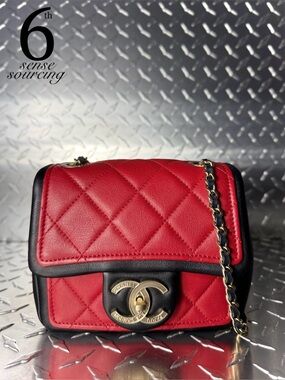 Chanel 2014 Graphic Mini Square Flap in Red/Black